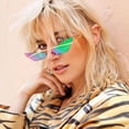 thumbnail image 2 of Esquirla Oversized Sunglasses Unisex Cat Eyes Triangle Lenses Rimless Metal Frame UV400 Gray, 2 of 4