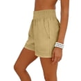 thumbnail image 5 of FengLS Women's Short Pants Casual High Waist Smocked Shorts Rolled Cuff Sports Shorts with Pockets Solid-Color Loungewear Shorts, 5 of 8