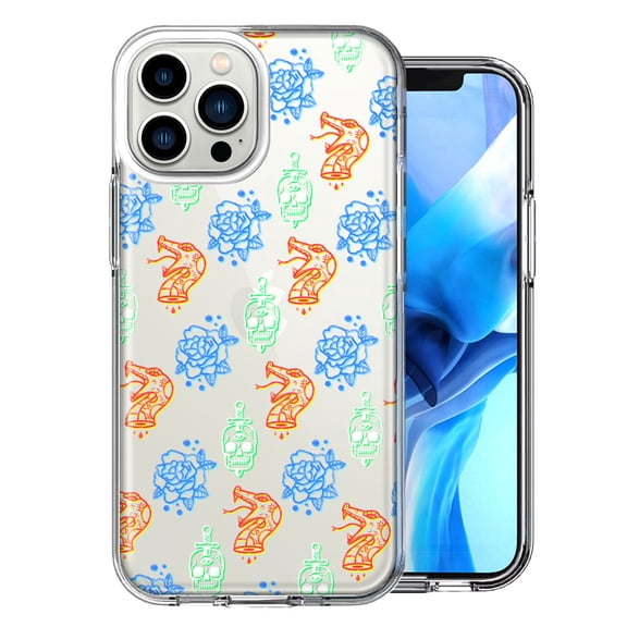 MUNDAZE For Apple iPhone 13 Pro Max Snakes Skulls Roses Design Double Layer Phone Case Cover