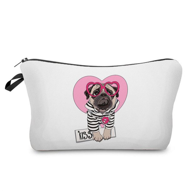 Bolsa de cosméticos con estampado de perro para mujer, neceser portátil para exteriores, bolsa de aseo personalizable, regalo para profesores de escuela, bolsa de maquillaje qiuyongming unisex