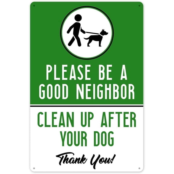 Dog Poop Signs for Yard, No Pooping Dog Signs, Clean Up After Your Dog Sign | Aluminum Metal Sign for Yard, UV Protected .60 Rust Free, Outdoor, Free Bonus Decals