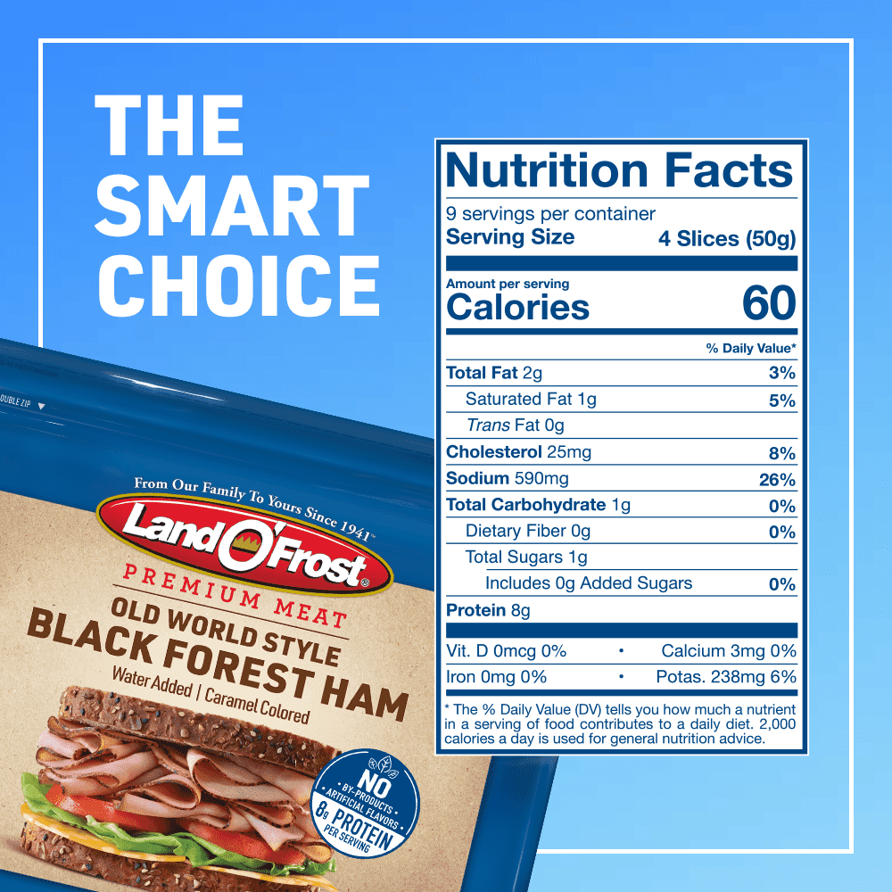 Land O' Frost Premium Meat, Sandwich Sliced Deli Lunch Meat, Black Forest Ham, 1 lb