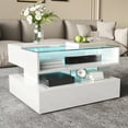 thumbnail image 1 of MODERNLUXE High Gloss Coffee Table with Storage,Square Lift Top Coffee Tables with 1 Drawer & LED Lights for Living Room,White, 1 of 7
