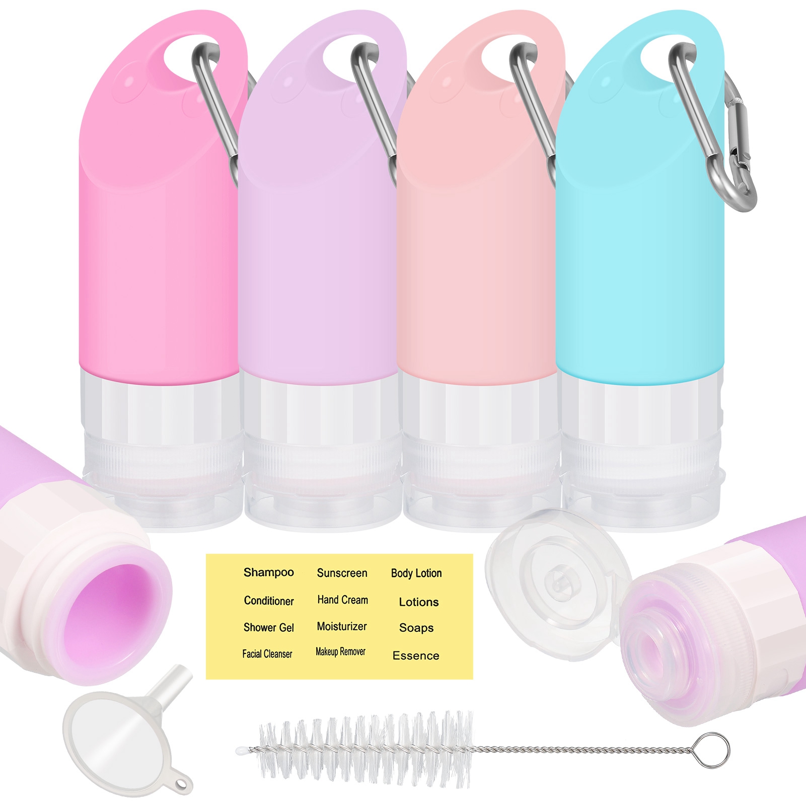 HEQUSIGNS Silicone Travel Bottles Set, 2oz TSA Approved Travel Size Bottles Leak Proof