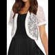 thumbnail image 2 of Cárdigan Corto Transparente de Verano con Encaje Floral y Mangas para Mujer L, 2 of 8