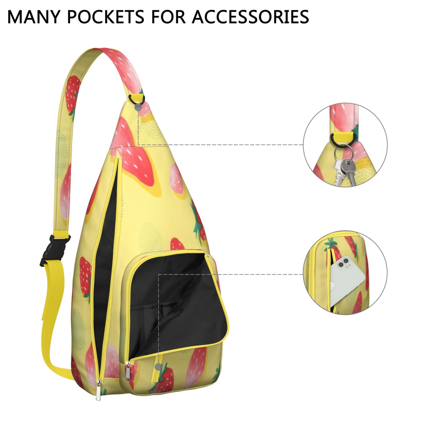 Strawberry Sling Bag Crossbody Backpack,Crossbody Sling Bag Travel Hiking Casual Daypack for Travel Outdoor Activities