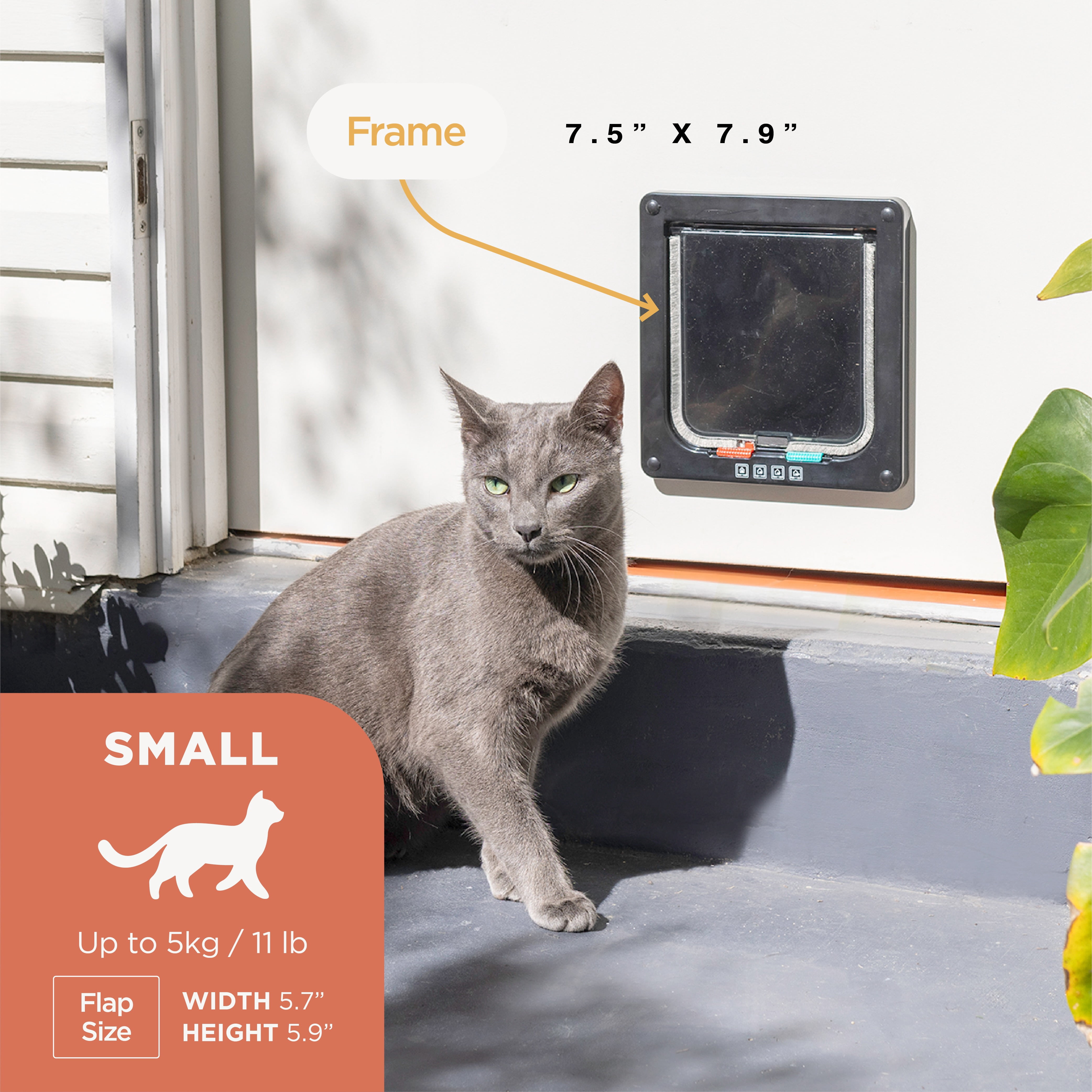 Hakuna Pets Black Small Cat Flap for Screens, Doors & Walls up to 1.97" Thick, for Cats up to 11 lbs