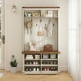 thumbnail image 2 of Uforic Entryway Bench with Coat Rack, 4-in-1 Hall Tree with Shoe Storage Bench, 7 Hooks and Bottom Shoe Cabinet for Hallway, Bedroom, 2 of 9