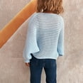 thumbnail image 4 of Uootdi Women's Tie Front Knit Cardigan Open Front Long Sleeve Crochet Sweater Casual Fall Outerwear Blue Women Top, 4 of 4