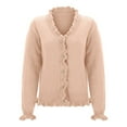 thumbnail image 4 of Elegant Long Sleeve Ribbed Knit Cardigan for Women Cozy Soft Yarn Open Front Design with Fringe Trim Casual Comfort Wear Women Casual Dress Sweater Long Sleeve Hoodie Womens Long Hooded Sweatshirt, 4 of 5
