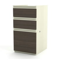 Bestar Prestige Plus 3 Drawer Pedestal in White Chocolate and Antigua