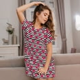 thumbnail image 3 of Vsdgher Motif Cœurs et Lignes Chemise de Nuit à Manches Courtes Col Rond Mignonne Robe de Nuit Confortable, 3 of 6