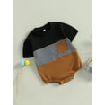 thumbnail image 3 of Coduop Infant Baby Boys Girls Romper Contrast Color Short Sleeve Pocket Jumpsuit Bodysuit, 3 of 8