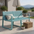 thumbnail image 5 of GVN Patio Bench Weatherproof Outdoor Bench,Weather-resistant Plastic 2-Person Bench with Curved Backrest-Blue, 5 of 8