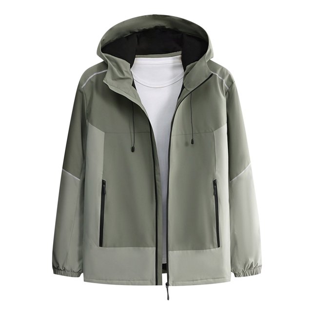 Men's Windbreaker Jacket Man Solid Color Three Prevention Cottoning Climbing Wear As One Down Cotton Intensification Warm Outdoor Green L Zip Front Windbreaker Jacket