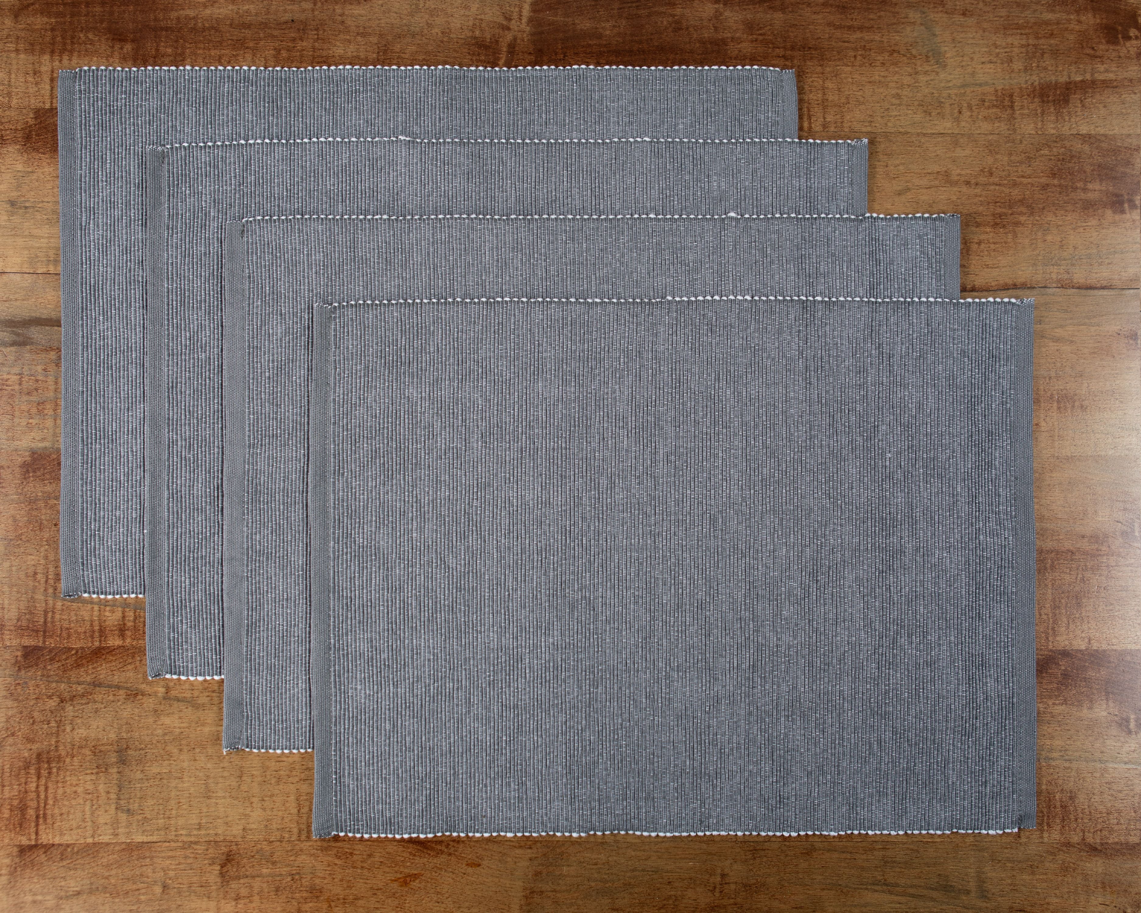 Mainstays Ribbed Chambray Placemat, 13 in x 18 in, Set of 4, Gray