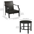 thumbnail image 3 of Outsunny 3 PCs Bistro Set w/ Iron Plate Top Table, Balcony Furniture, Red, 3 of 10