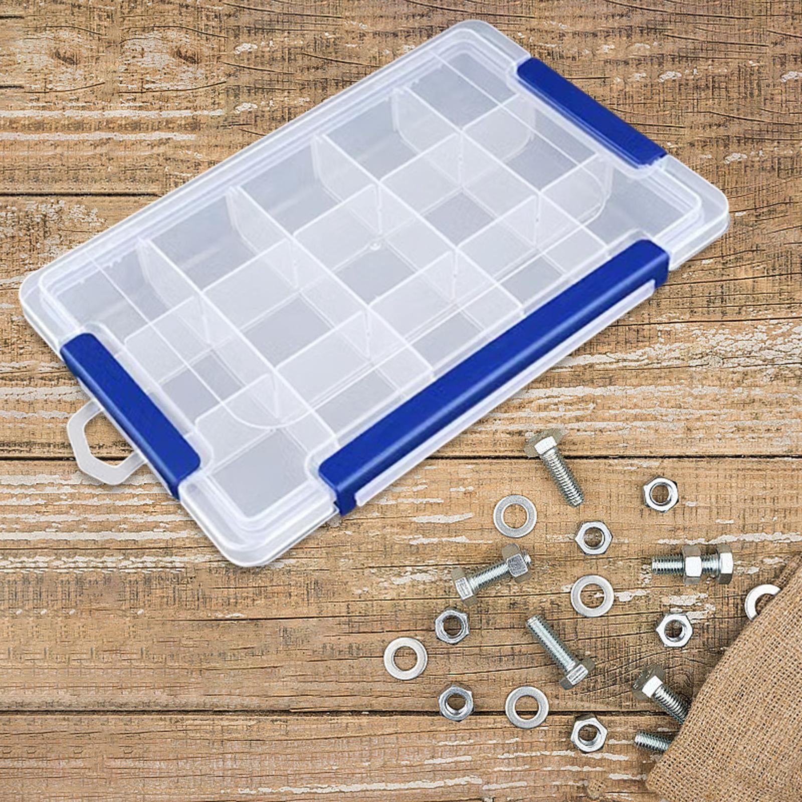 Fiocias Clear Organizer Box Bead Organizer Empty Portable Multifunctional Tackle Box for 15 Grid Large