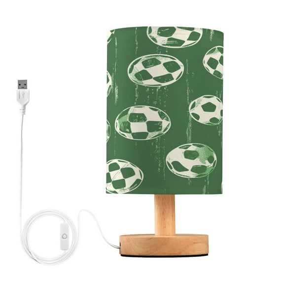 Football Soccer Ball Bedside Table Lamp Desk Warm Lights with USB Charging Port Cylinder LED Lamps for Bedroom Living Room Office