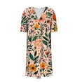 thumbnail image 5 of Summer Xqxayjr Ladies Boho Midi Sundress Linen Floral Printed Summer Aline Swing Graduation Dresses Casual Flowy Plus Size Short Sleeve Cocktail Dress, 5 of 5
