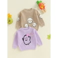 thumbnail image 3 of Jxzom Toddler Baby Boy Girl Halloween Sweaters Long Sleeve Ghost/Skull Embroidery Sweatshirts Knit Sweater Tops Fall Winter Clothes, 3 of 8