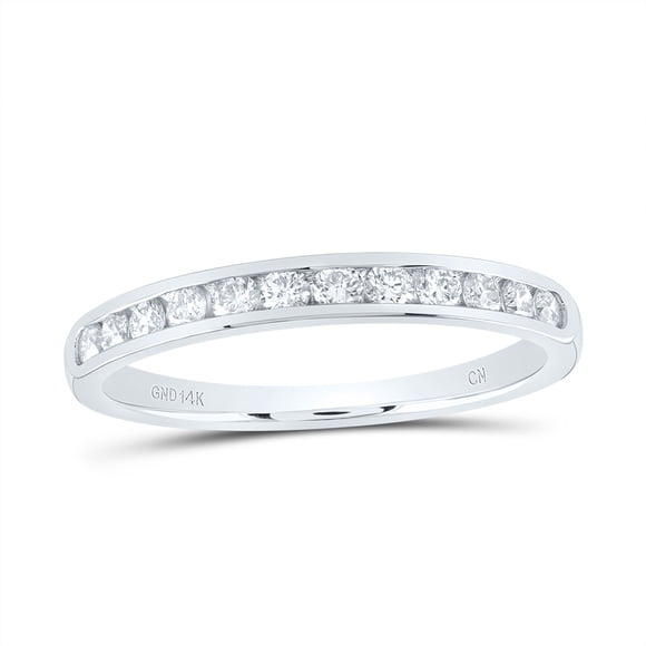 14k White Gold 3/8 Ctw Natural Diamond Channel Set Ladies Band, Half Eternity Band, Anniversary Ring