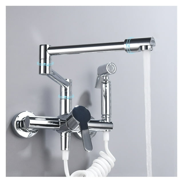 Brass Pot Filler Folding Faucet With Side Sprayer, Kitchen Sink Faucet With Swing Arm And Double Function Joint ,bar Laundry RV Farmhouse