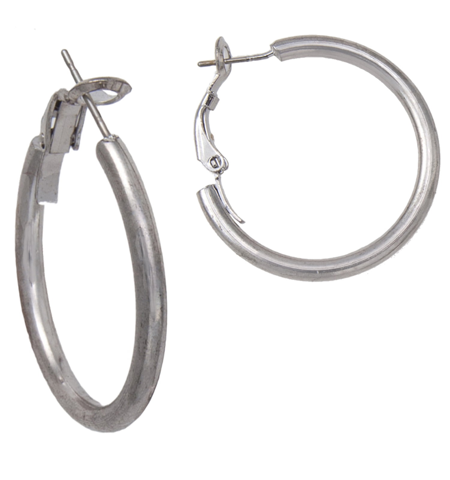 316L Surgical Stainless Steel Post Back Hoop Patterned Earrings 38mm