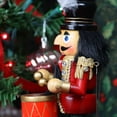 thumbnail image 6 of 12" Animatronic Music Box Nutcracker Figure with Drum – Richly decorated wind up wooden Christmas Decoration - Animated nutcracker decoration plays music and moves. Gold Black Red and Green., 6 of 6