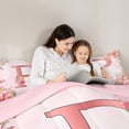 thumbnail image 6 of Homewish Letter P Monogrammed Full Size Comforter Sets,Romantic Flower Bedding Comforter Set,Colorful Floral Bedding Sets For Girls Kids,Microfiber Room Decorative Reversible,3 Pieces, 6 of 9