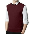 thumbnail image 1 of pstuiky Camiseta sin mangas para hombre, Suéter elástico de cuello redondo tejido en color liso para hombre Camisas de hombre l, 1 of 5