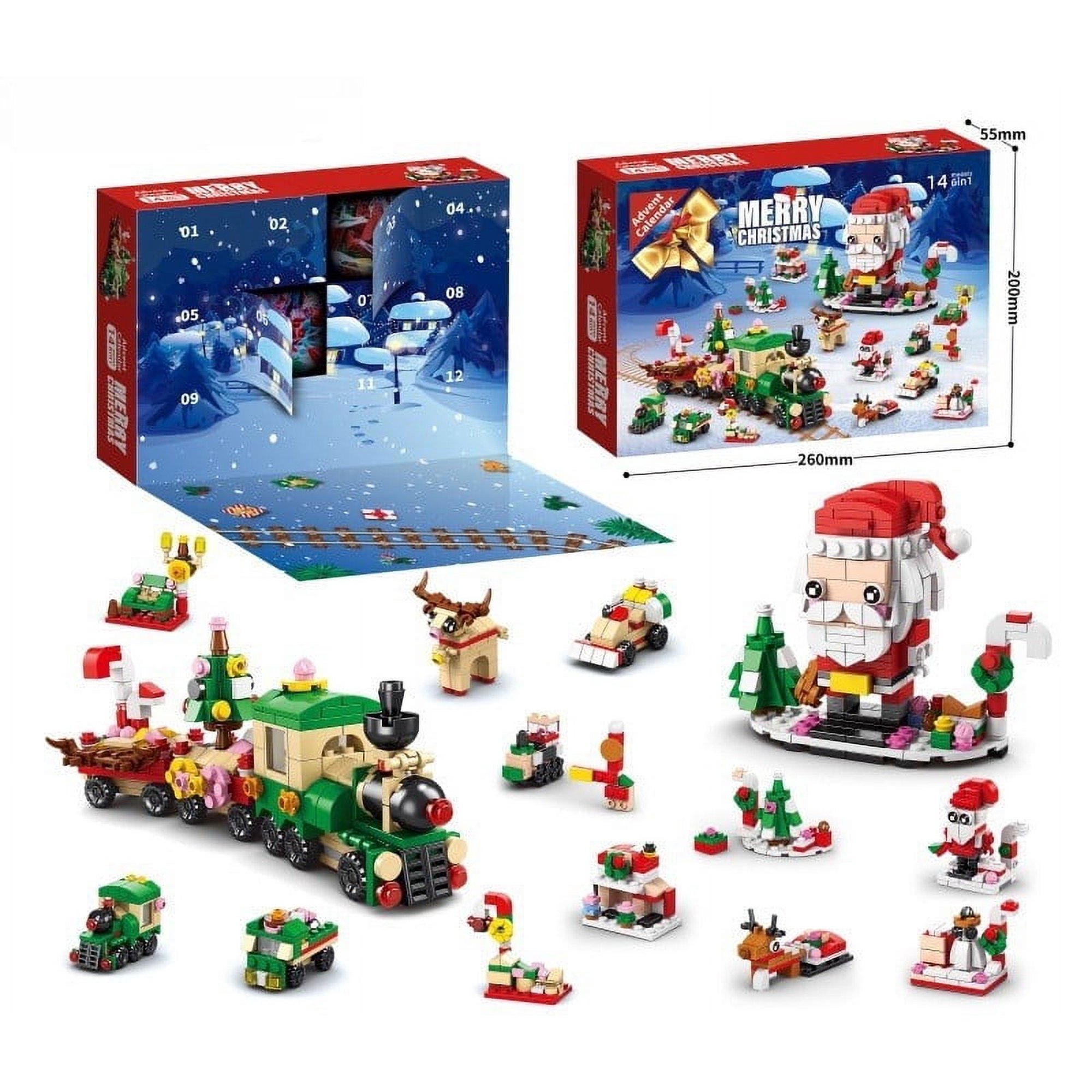 Calendrier De L'Avent 2025 – 24 Blocs De Construction De Noël – Train, Arbre, Maison, Père Noël – Cadeau Enfant 3-12 Ans