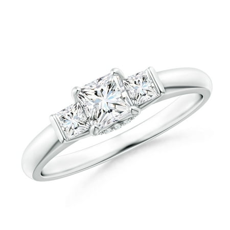 Platinum Princess Cut Diamond - April Birthstone - Classic 3 Stone Princess Cut Diamond Engagement Ring in Platinum (Weight: 0.41ctwt)