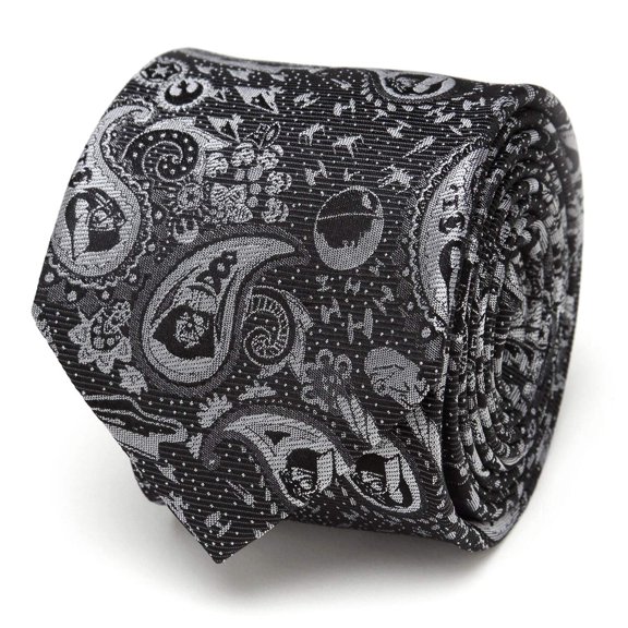 Star Wars Darth Vader Black and White Paisley Tie