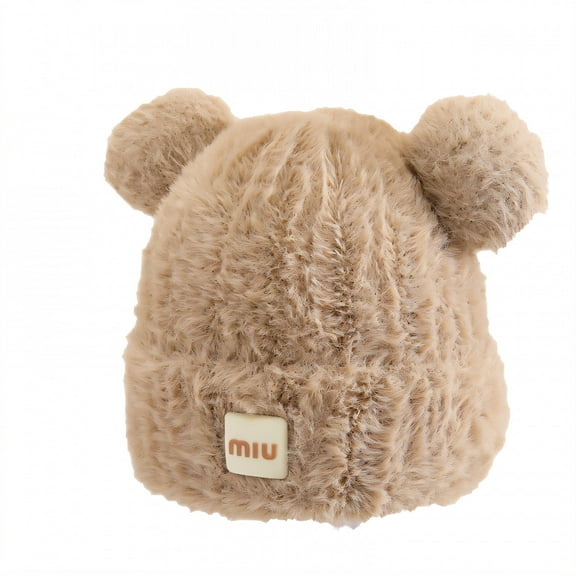 OQRKI Toddler Beanies Winter Hat Kids Warm Lightweight Toddler Hat Cute Beanies For Babies,Brown