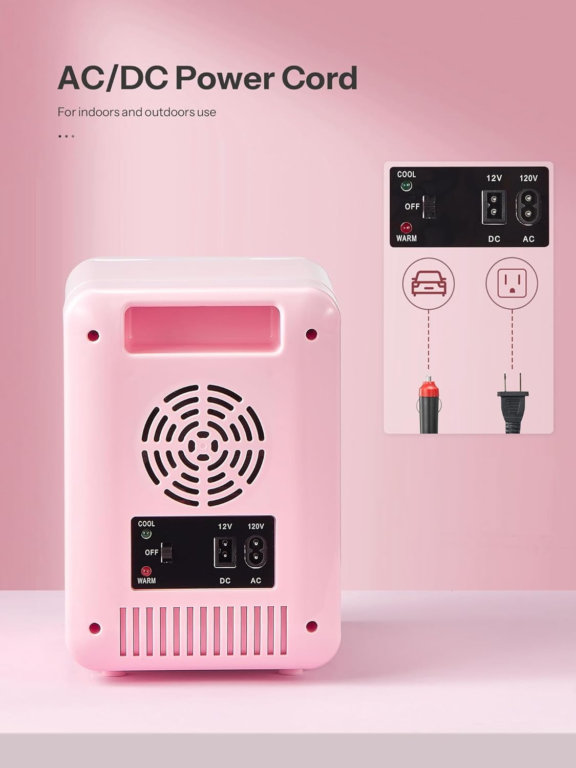 Skincare Fridge,  Beauty Fridge with LED Mirror, 4L Portable Small Refrigerator for Bedroom, Car, Office & Dorm, Cooler & Warmer (Pink)