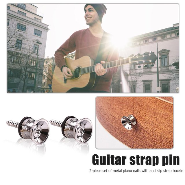 Clavijas de guitarra Correa Hebilla de bloqueo para ukelele bajo 2 pines antideslizantes plateados Sywqhk Para Estrenar