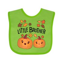 Inktastic Little Brother Pumpkins with Fall Leaves Boys Baby Bib