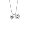 thumbnail image 2 of Delight Jewelry Silvertone Heart with Baby Feet Silvertone Script Initial Disc - P - Charm Necklace, 20"+3", 2 of 4