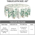thumbnail image 3 of Spring Summer Round Tablecloth 60x60 Inch Watercolor Green Eucalyptus Leaf Floral Decorative Table Cloth Washable Polyester Fabric Farmhouse Holiday Tablecloths for Home Kitchen Party Dinner Decor, 3 of 6