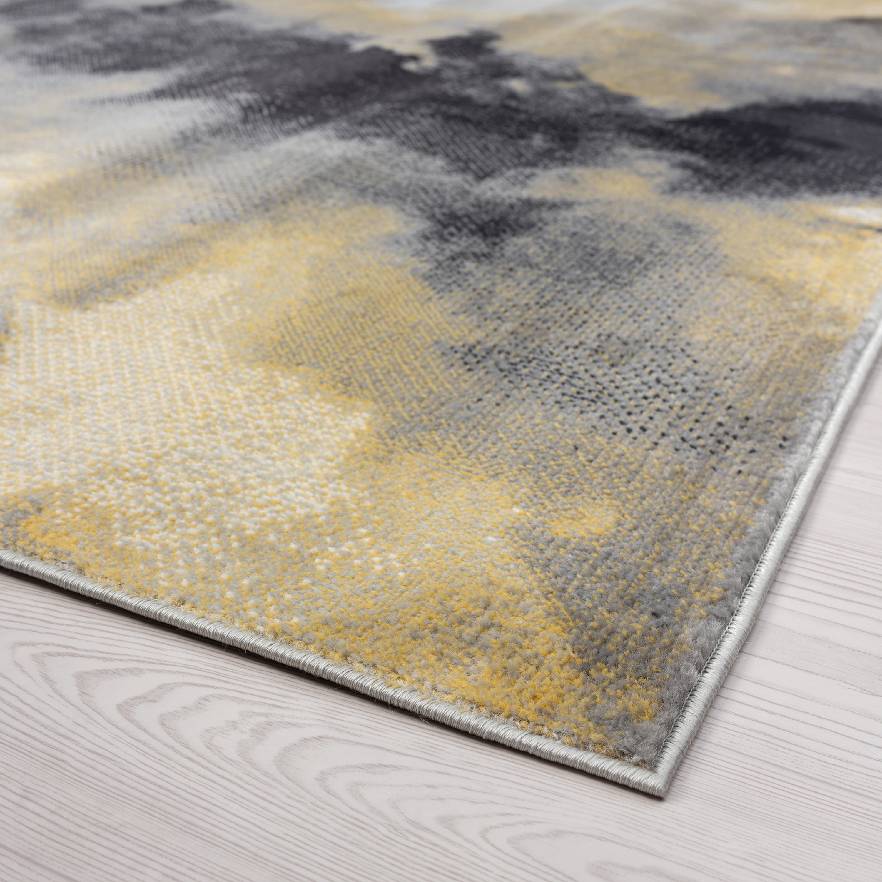 Contemporary 2x8 Area Rug (2'3'' x 7'3'') Abstract Yellow, Cream Indoor Runner Easy to Clean