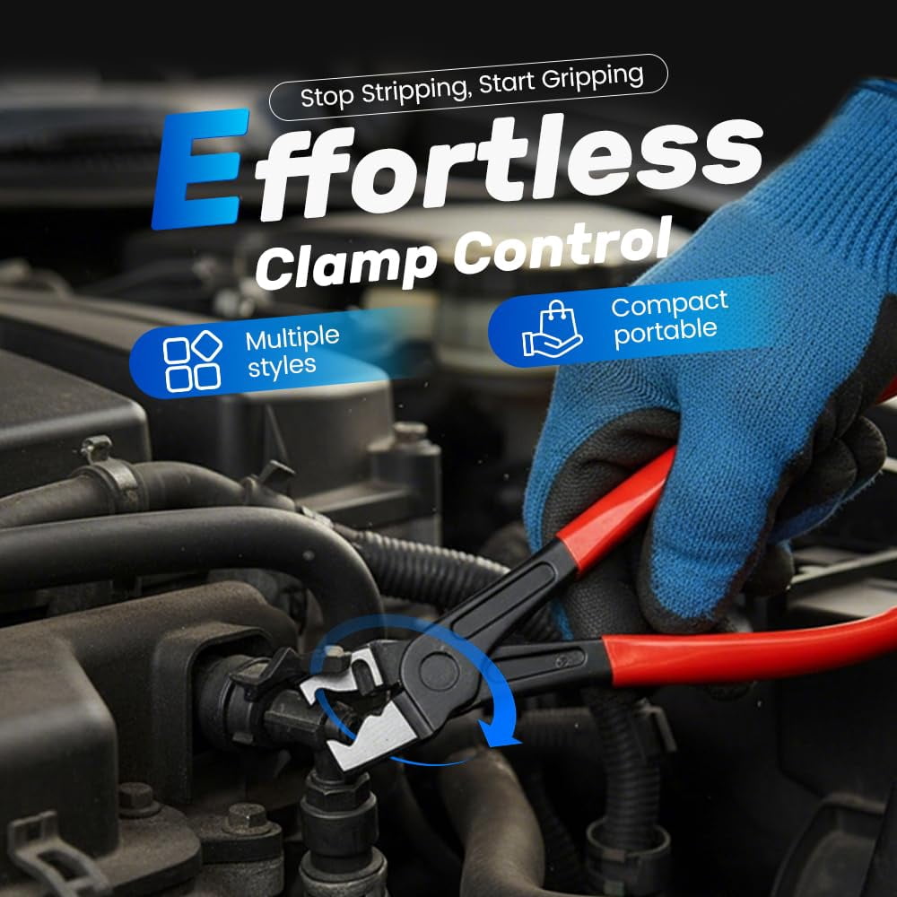 Professional Hose Clamp Kit, 2026 New Hose Clamp Pliers Set, Fuel Filter Caliper, Disconnecting Pliers,Crimping Plier,Cutting Plier,Wire Strippers for Electrical Repairs,Auto Maintenance