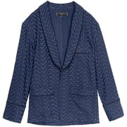 Max Studio London Womens Jacquard One Button Blazer Jacket, Blue, Medium