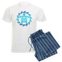 CafePress - Blue Tribal Turtle Sun Pajamas - Men's Light Loose Fit Cotton Pajama Set