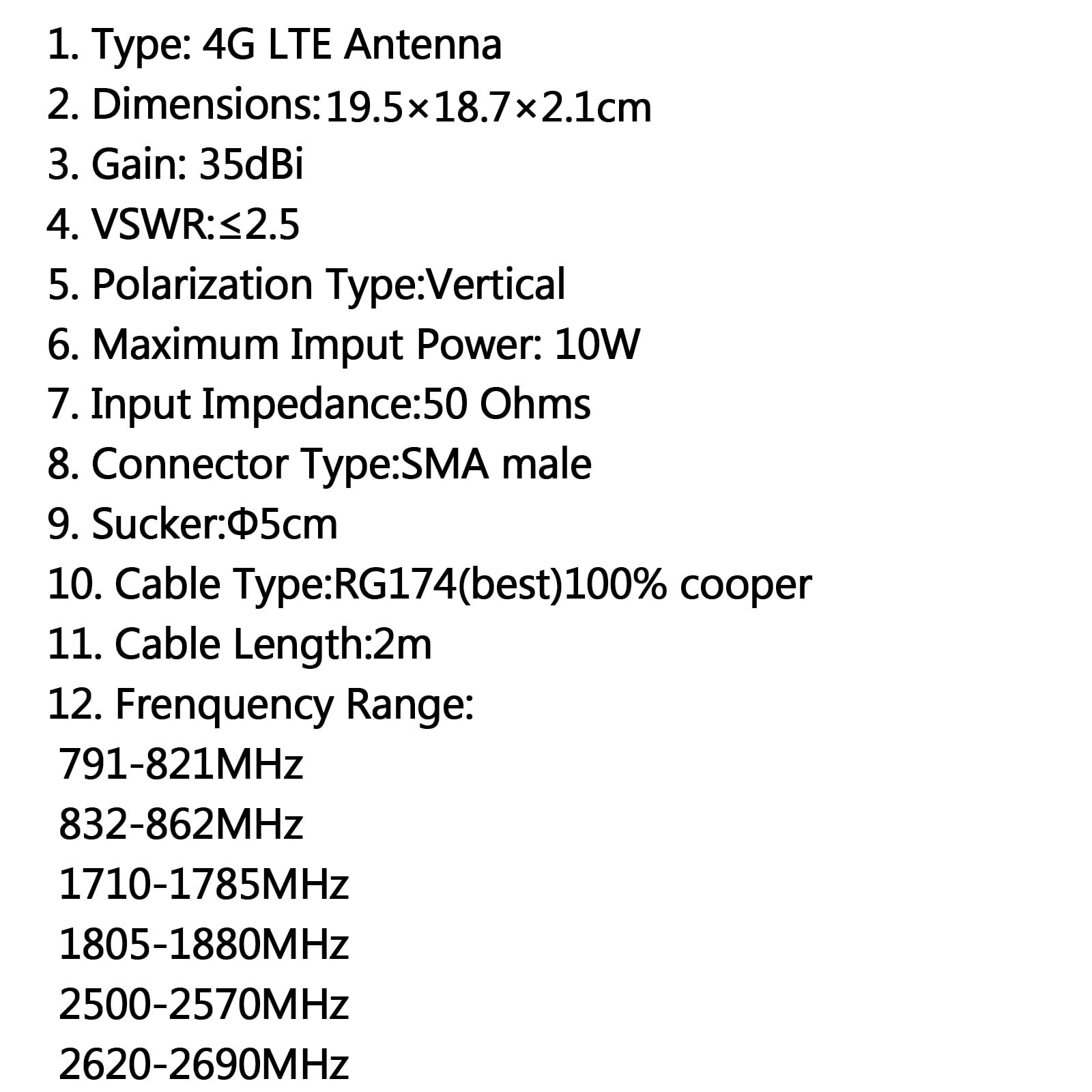 Antenna 3G/4G LTE 791-2690MHz SMA Plug Huawei E5172 B390 B2000/1000 Router US 