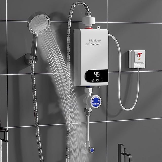 Calentador de agua eléctrico de calentamiento instantáneo para el hogar, cocina pequeña, ducha, baño, temperatura constante, agua caliente, tesoro, sin perforaciones, calentamiento rápido, tesoro de