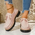 thumbnail image 2 of Rokment Womens Vintage Fashion Sneakers 2026 Spring Fall Suede Leather Lace up Chunky Mid Heel Casual Oxfords Dress Loafers Walking Shoes Light Pink Size 9, 2 of 7