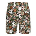 thumbnail image 6 of Kdxio Rabbits on Floral Pattern Mens Casual Shorts - Drawstring Summer Beach Sports Shorts for Men, 6 of 9