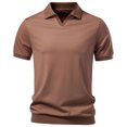 thumbnail image 5 of Men's Polo Shirts Golf Solid Color Shirt Business Casual Short Sleeve Knit Silk Smooth Drape Comfortable Collar Shirts for Men Coffee XL, 5 of 9