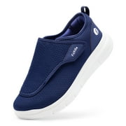 FitVille Diabetic Shoes for Men Extra Wide Walking Shoes for Swollen Foot, Navy Blue, 10 x-Wide